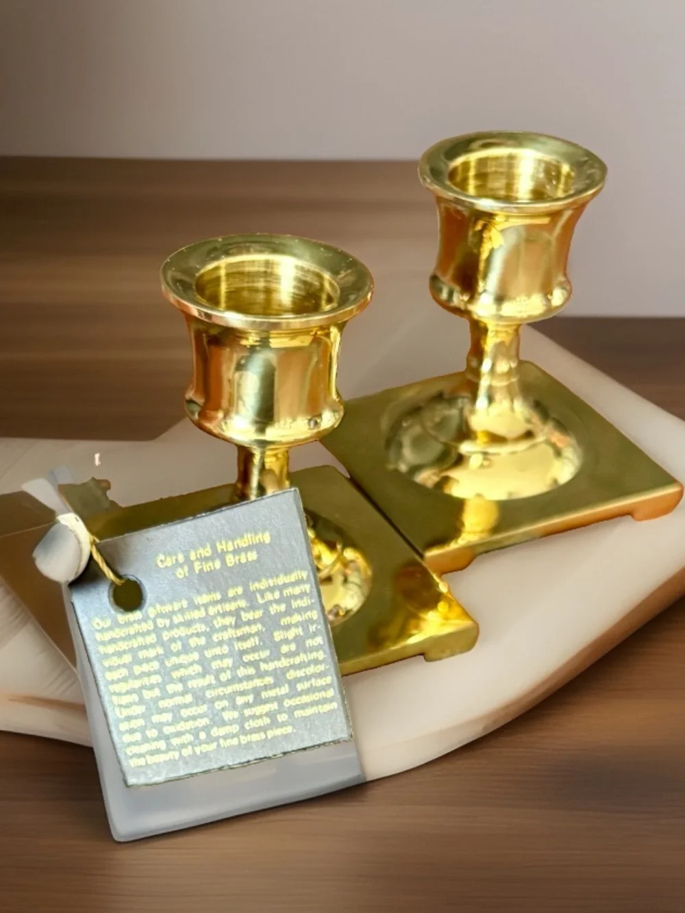 PartyLite Copley Pair Brass Candlestick Polished Gold Traditional Small P0225